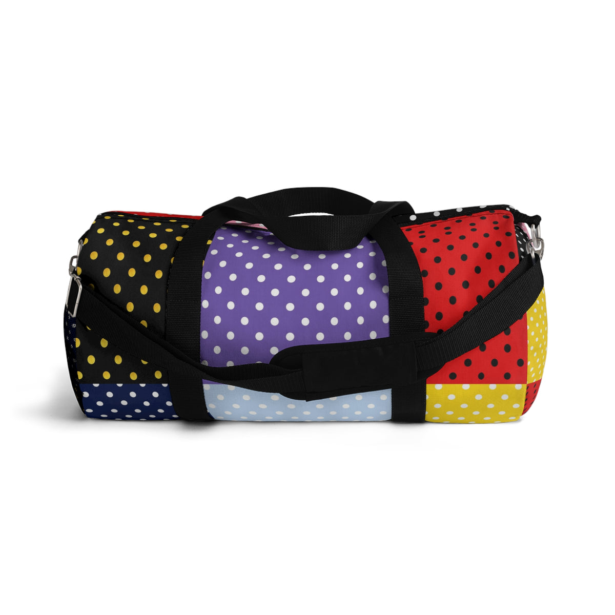 Polka Dot Patchwork Duffel Bag — Colorblock Travel & Gym Bag