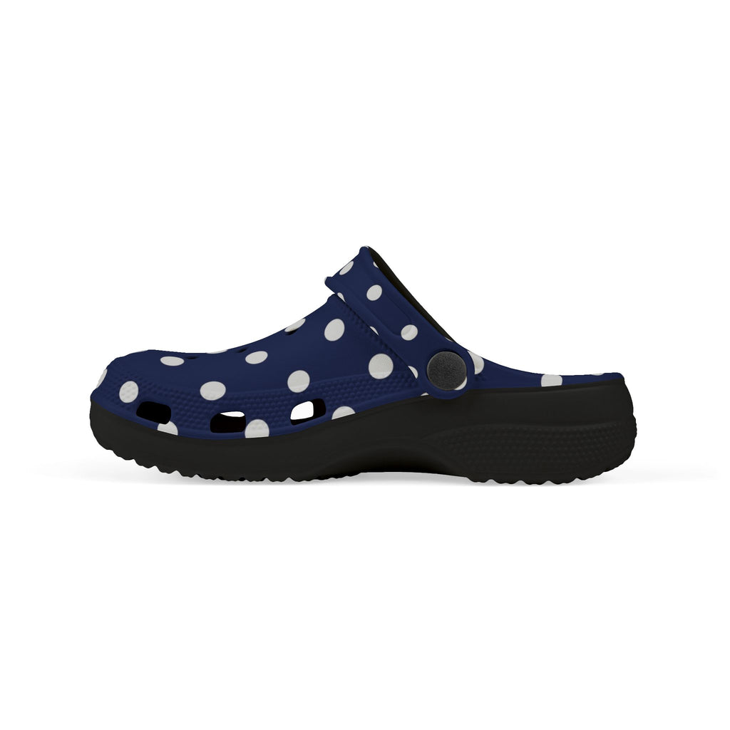 Kids Navy Polka Dot EVA Foam Clogs – Lightweight Slip-On Sandals for Toddlers & Children