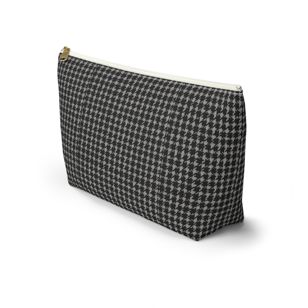 Gray Houndstooth Accessory Pouch