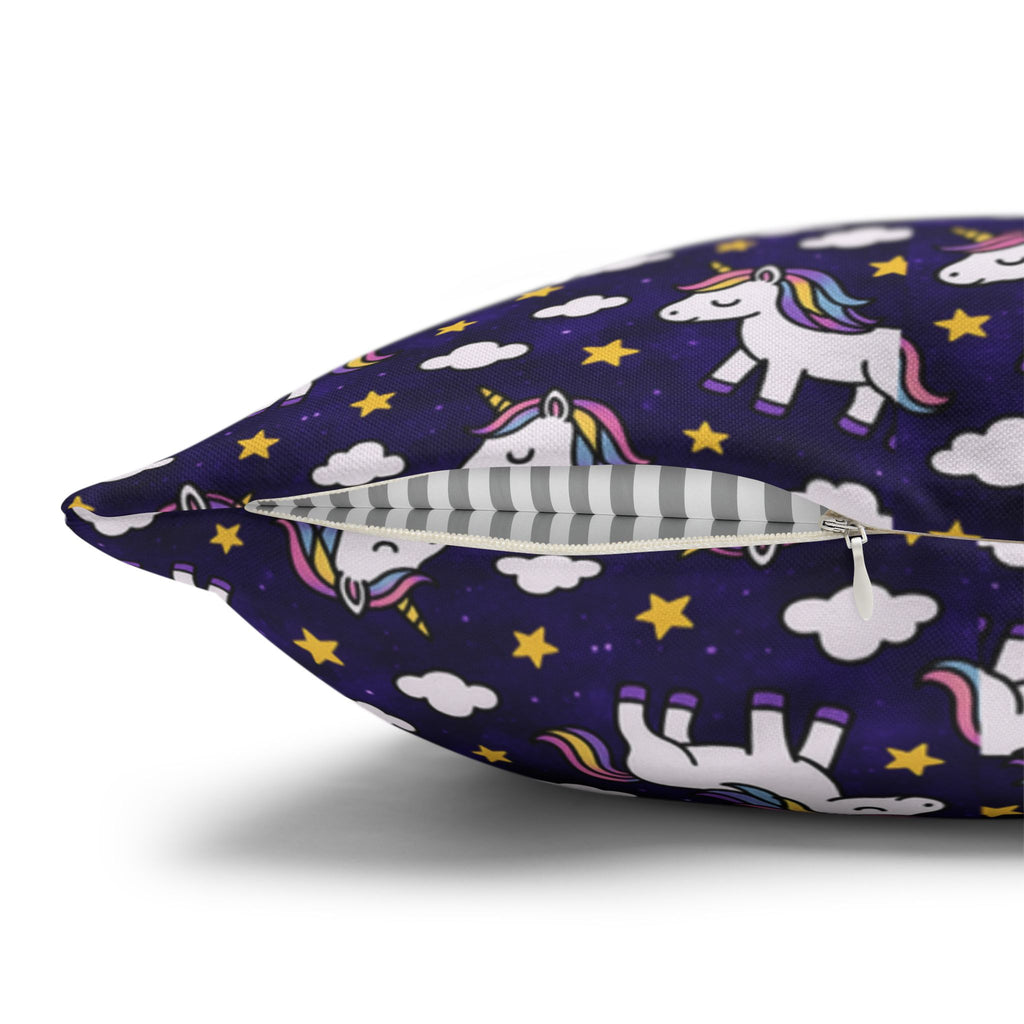 Unicorn Pattern Pillowcase | Square Polyester Throw Pillow Cover