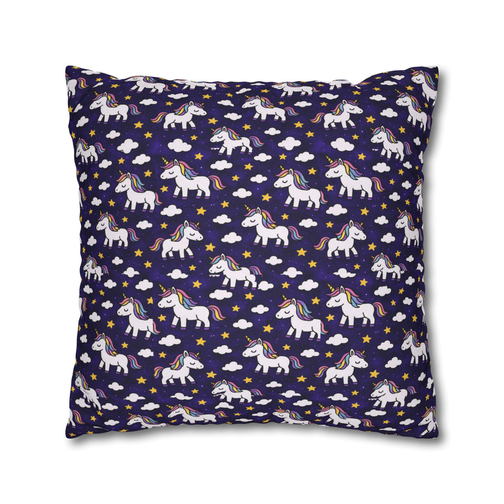 Unicorn Pattern Pillowcase | Square Polyester Throw Pillow Cover