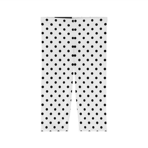 Black Polka Dot Capri Leggings | Women's Capri Leggings AOP