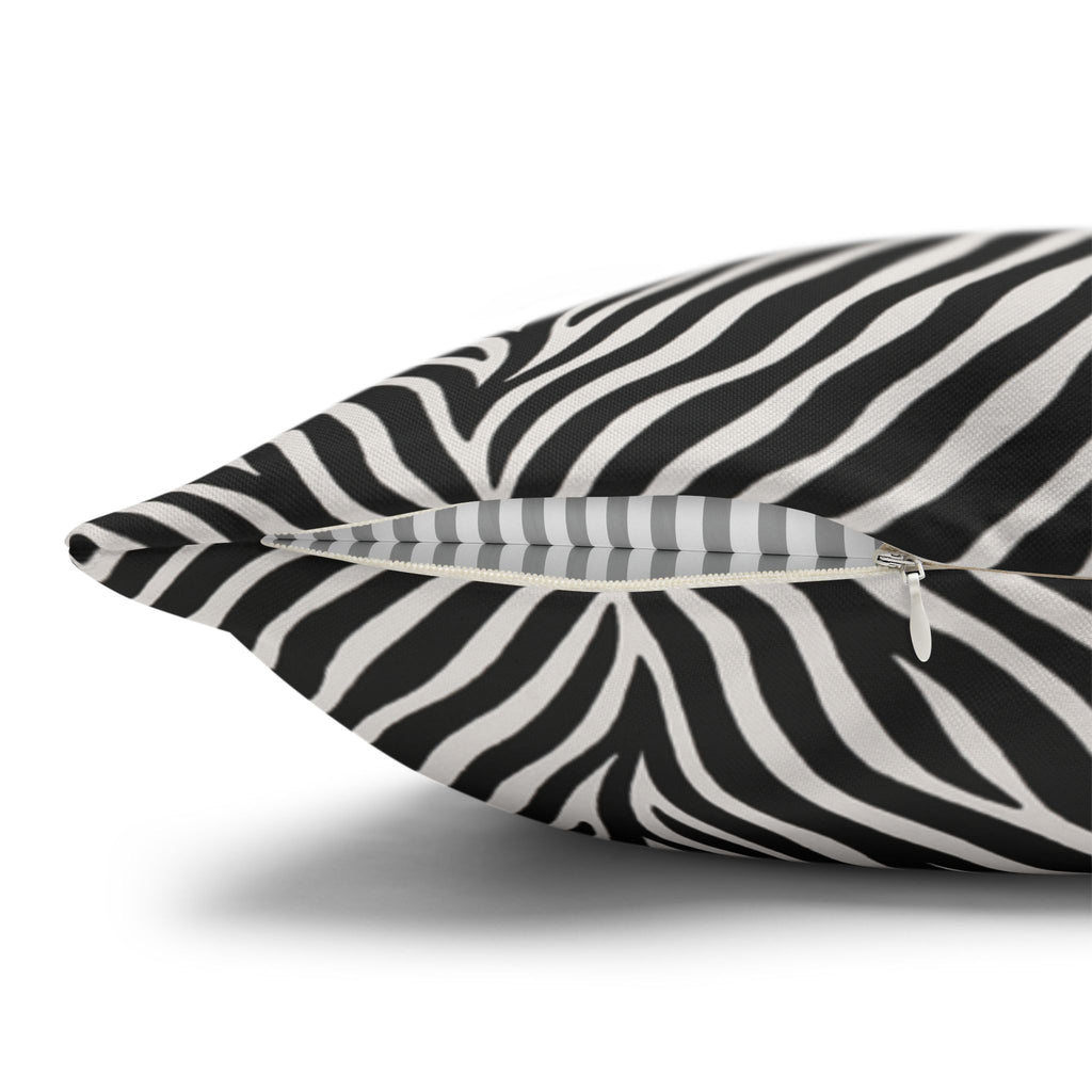 Black White Zebra Stripe Pillowcase | Animal Print Square Pillowcase