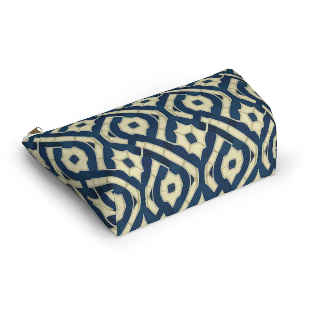Patina Blue Geometric Accessory Pouch
