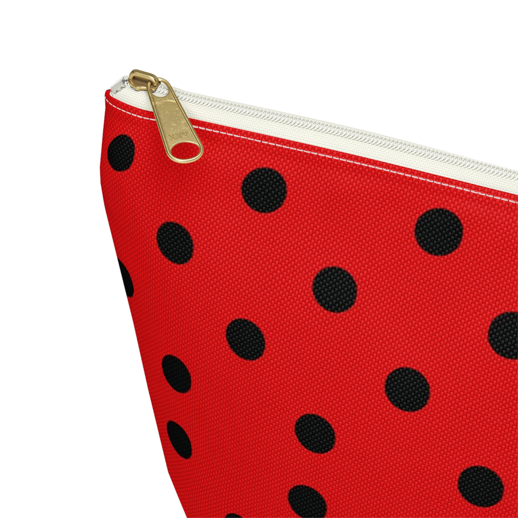 Red Black Polka Dot Accessory Pouch
