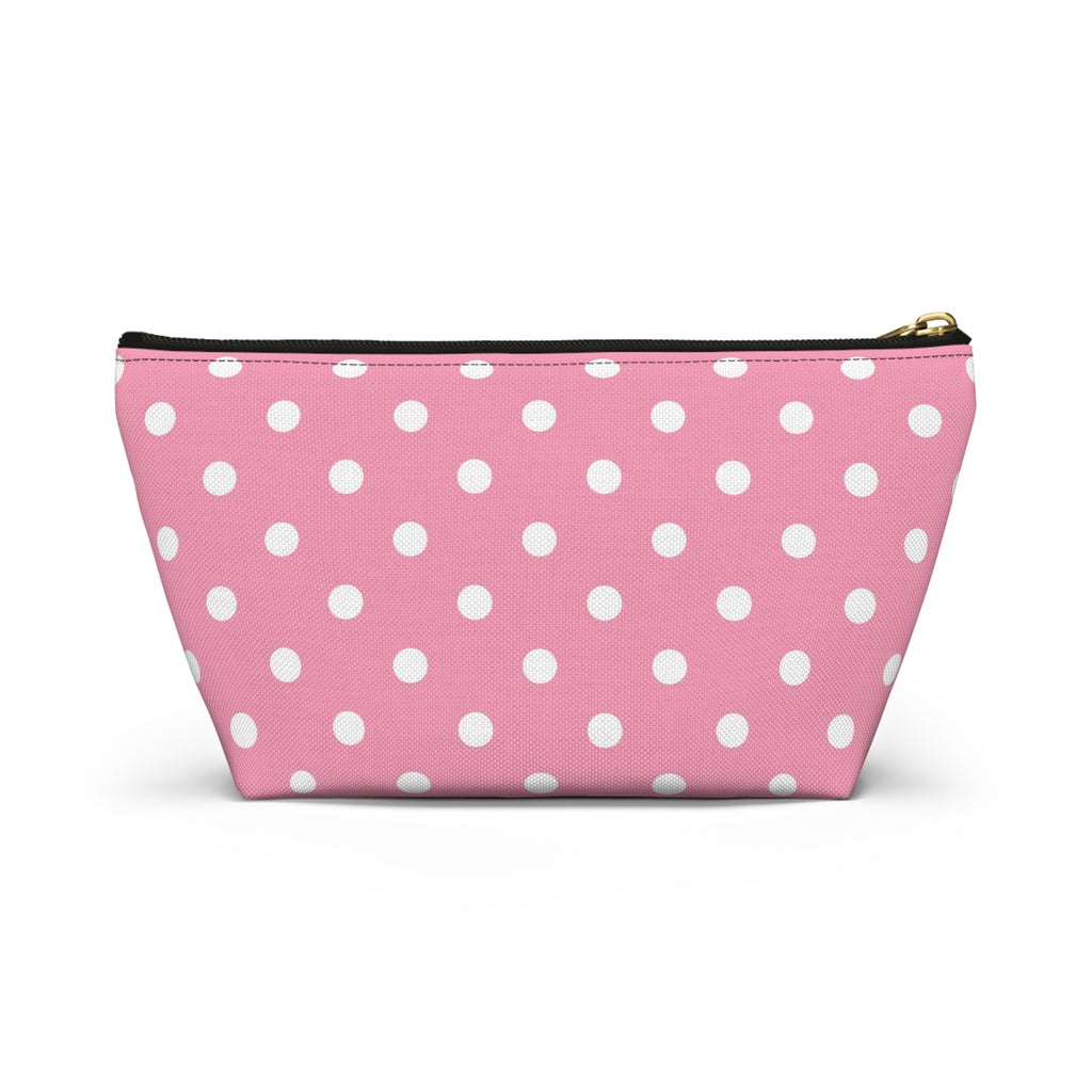 Pink Polka Dot Accessory Pouch | T-Bottom Makeup Bag