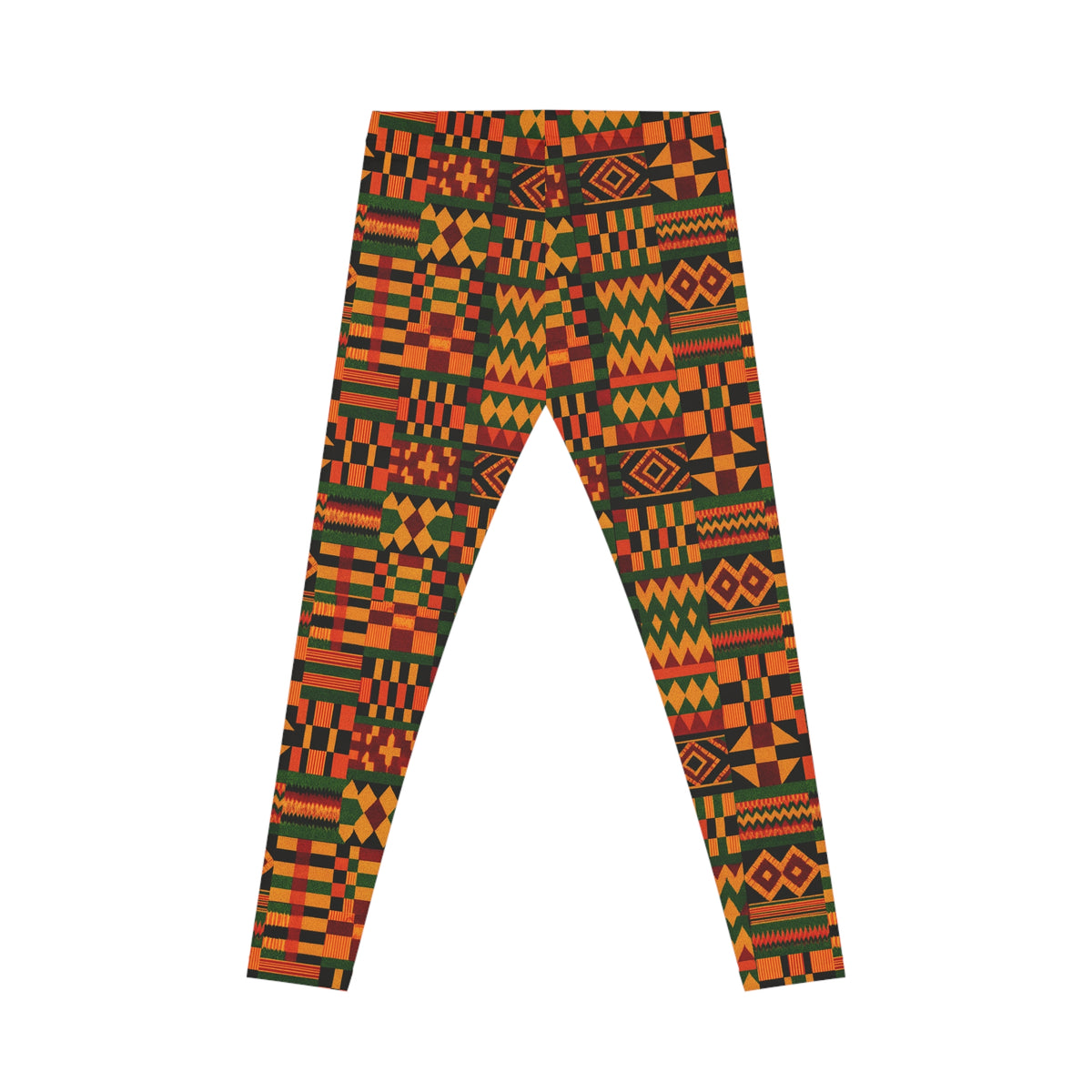 Kente Print Leggings, African Print Yoga Pants, Women's Stretchy Leggings, Ethnic Pattern Athleisure Wear, Colorful Workout Tights