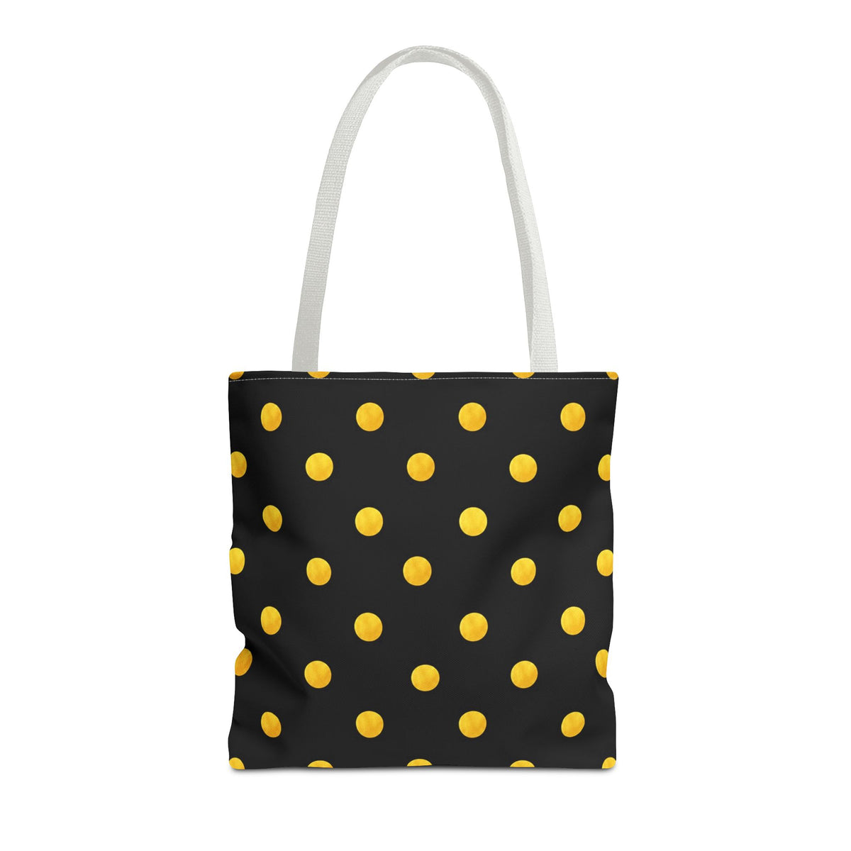 Gold Polka Dot Tote Bag | Black Background, Metallic Spot Pattern