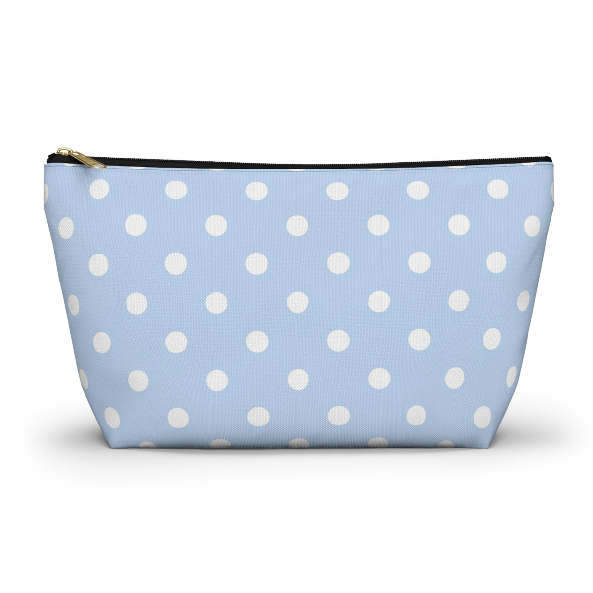 Light Blue Polka Dot Accessory Pouch w T-bottom | Makeup Bag