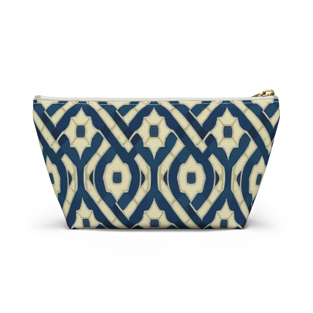 Patina Blue Geometric Accessory Pouch