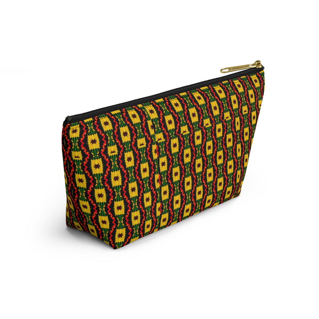 Geometric Aztec Pattern Accessory Pouch | T-Bottom Zip Cosmetic Bag