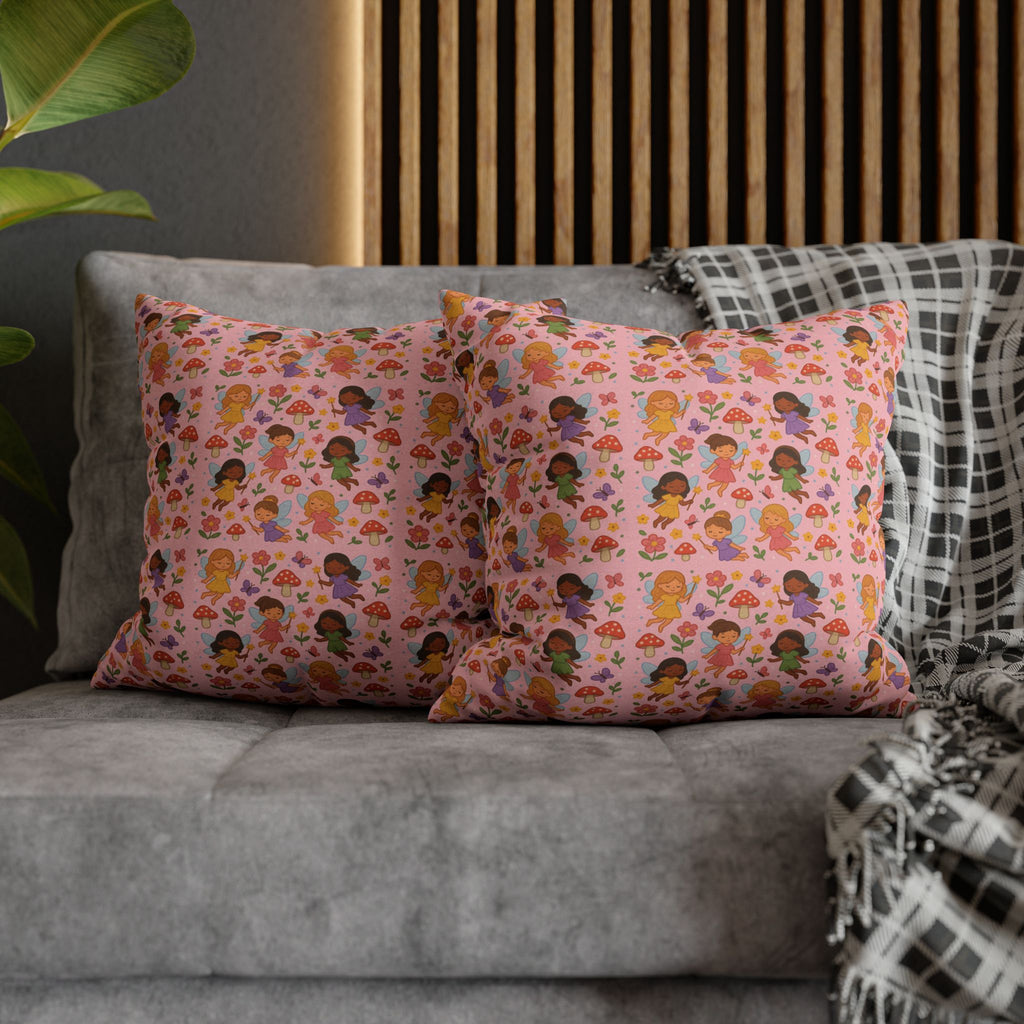 Flower Girls Square Pillowcase, Floral Pillow Cover, Bedroom Decor, Home Accent, Flower Pattern Bedding
