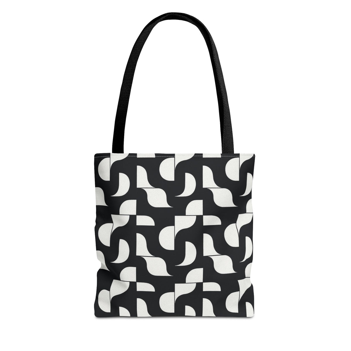 Monochrome Geometric Tote Bag, Black and White Patterned Shopping Bag, Stylish Shoulder Bag, Reusable Grocery Tote, Eco-Friendly Carryall,