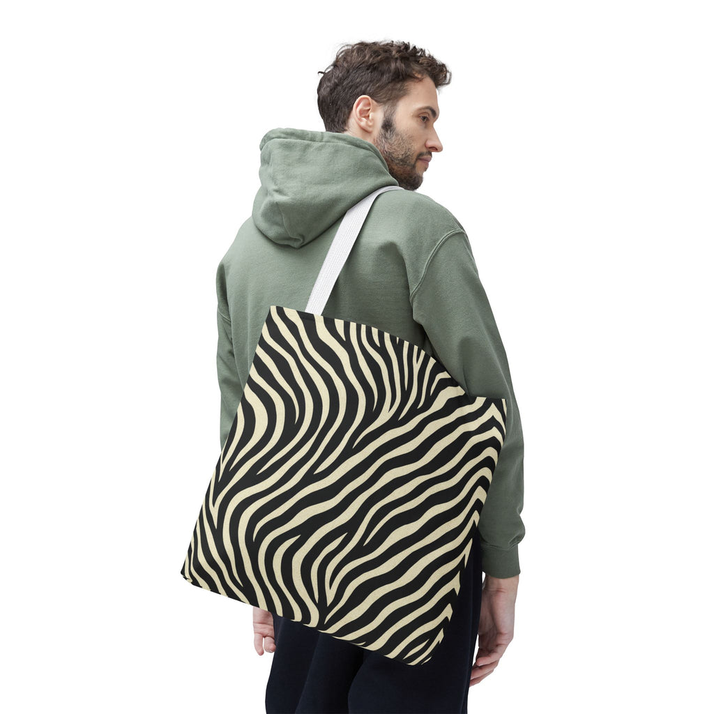 Zebra Stripe Pattern Tote Bag | Animal Print, Black White, All-Over Print