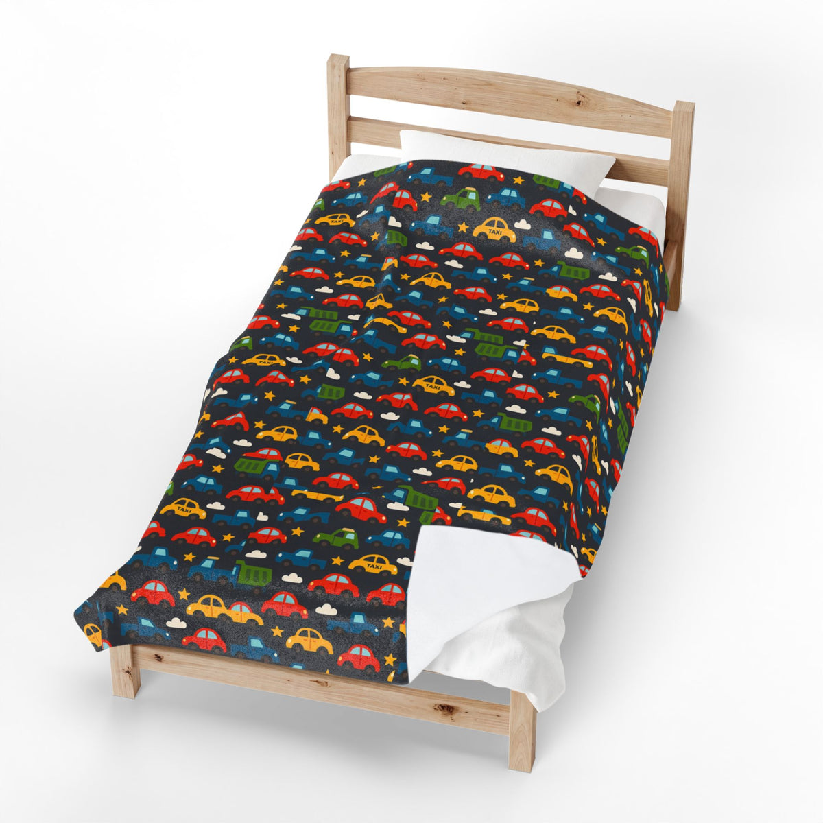 Colorful Cars Pattern Velveteen Plush Blanket | Kids Car Design, Cozy Throw