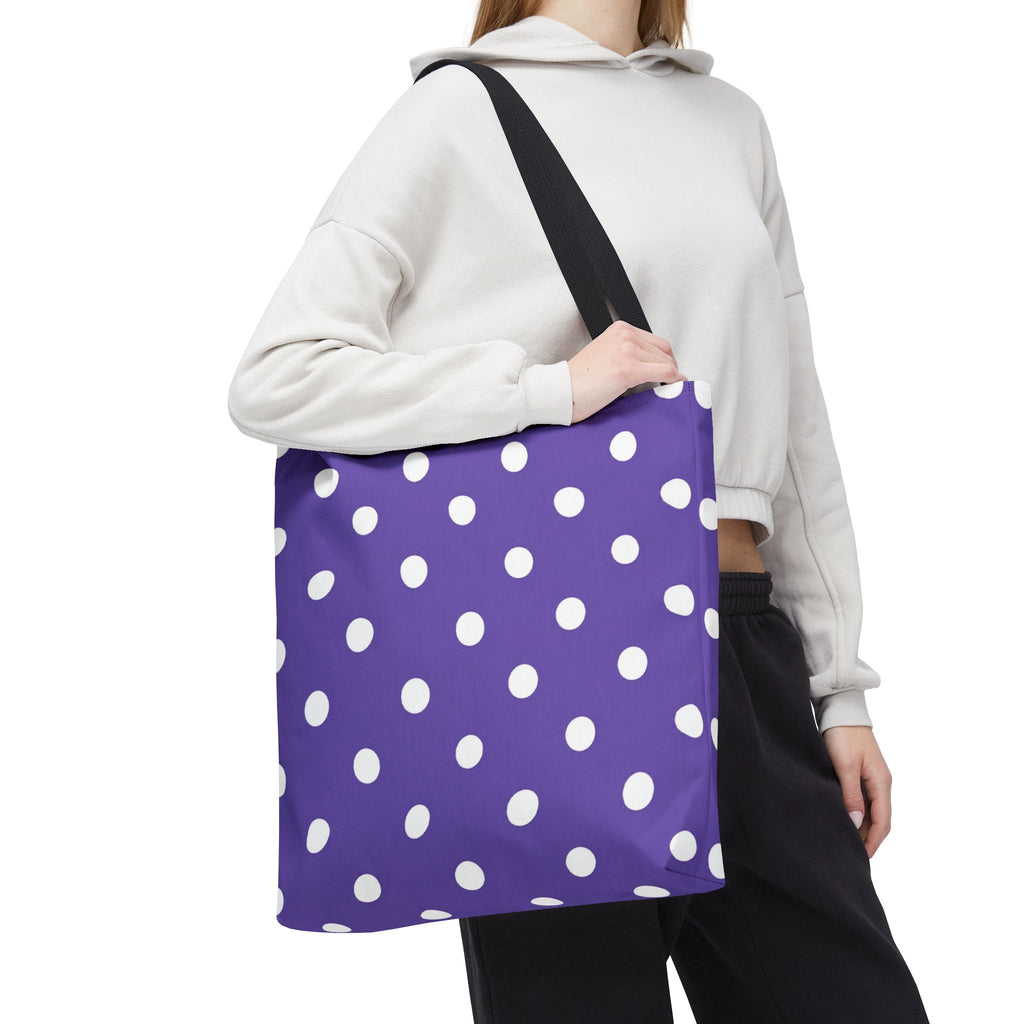 Purple With White Polka Dot Pattern Tote Bag | Purple Background All Over Print