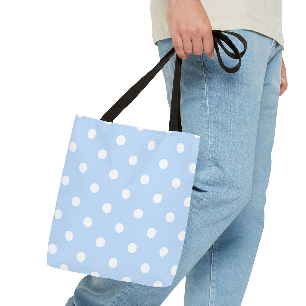 Light Blue with White Polka Dots on Baby Blue Tote
