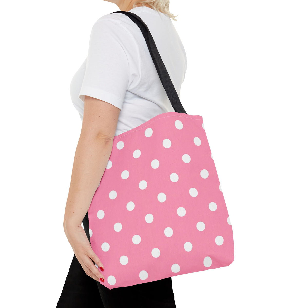 Pink With White Polka Dot Pink Tote Bag | All-Over Print