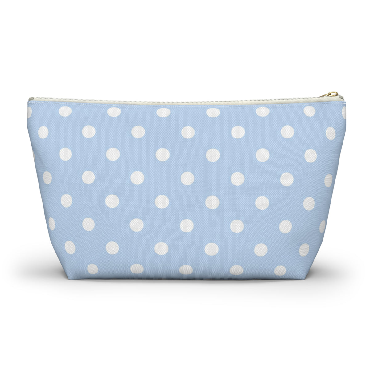 Light Blue Polka Dot Accessory Pouch w T-bottom | Makeup Bag