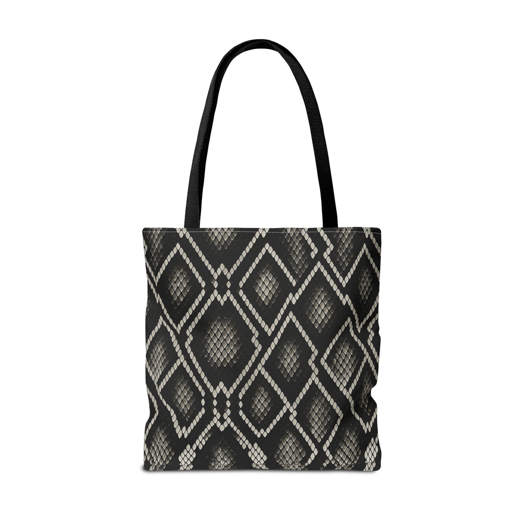 Black Snake Skin Pattern Tote Bag | All-Over Print Fashion Accessory