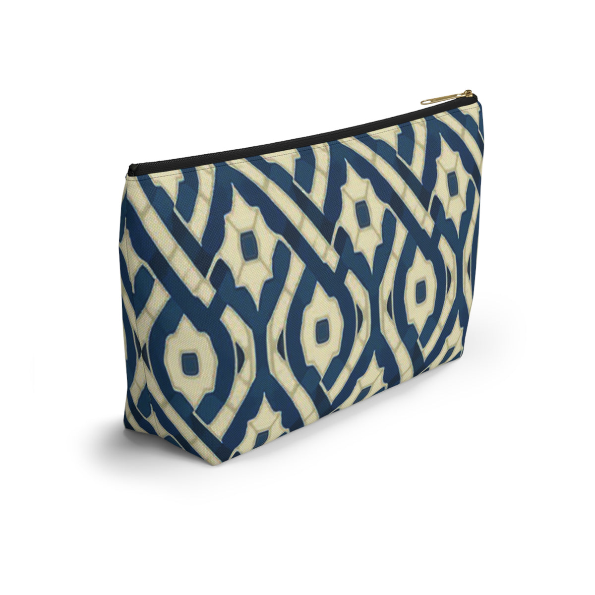 Patina Blue Geometric Accessory Pouch