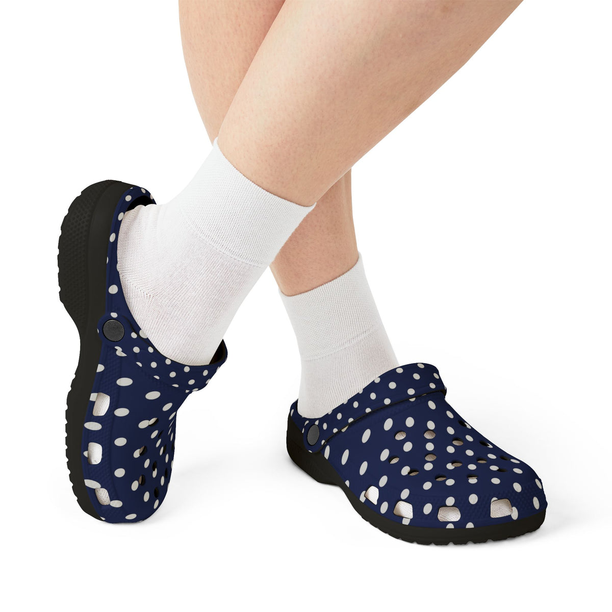 Navy & White Polka Dot EVA Foam Clogs