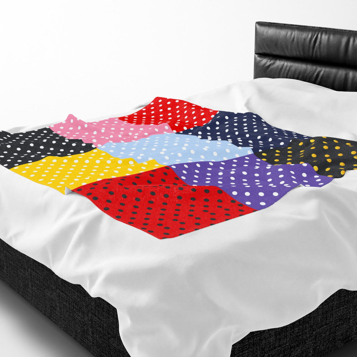 Polka Dot Patchwork Velveteen Plush Blanket | Colorful Dots Throw