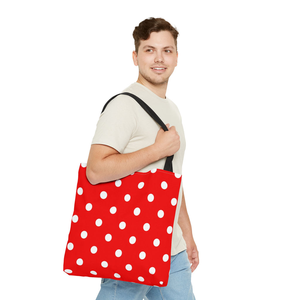 Red Polka Dot Tote | White Dots on Red Canvas