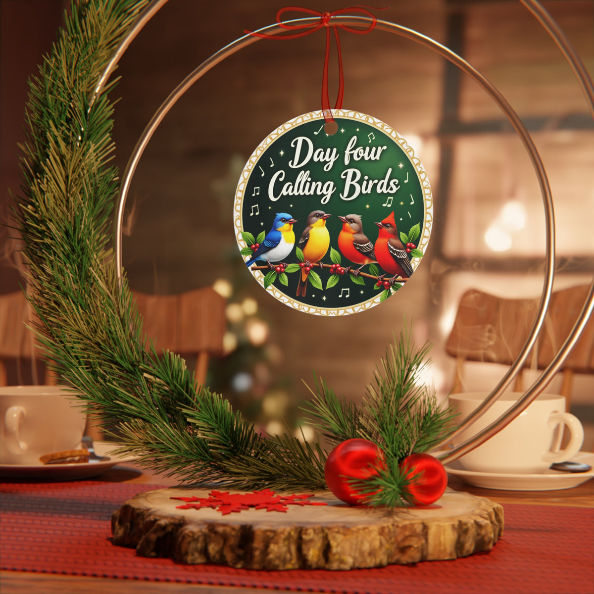 Metal Ornaments, Day 4: Four Calling Birds, Christmas Tree Decor, Holiday Ornament Set, Festive Home Decor, Unique Metal Decoration