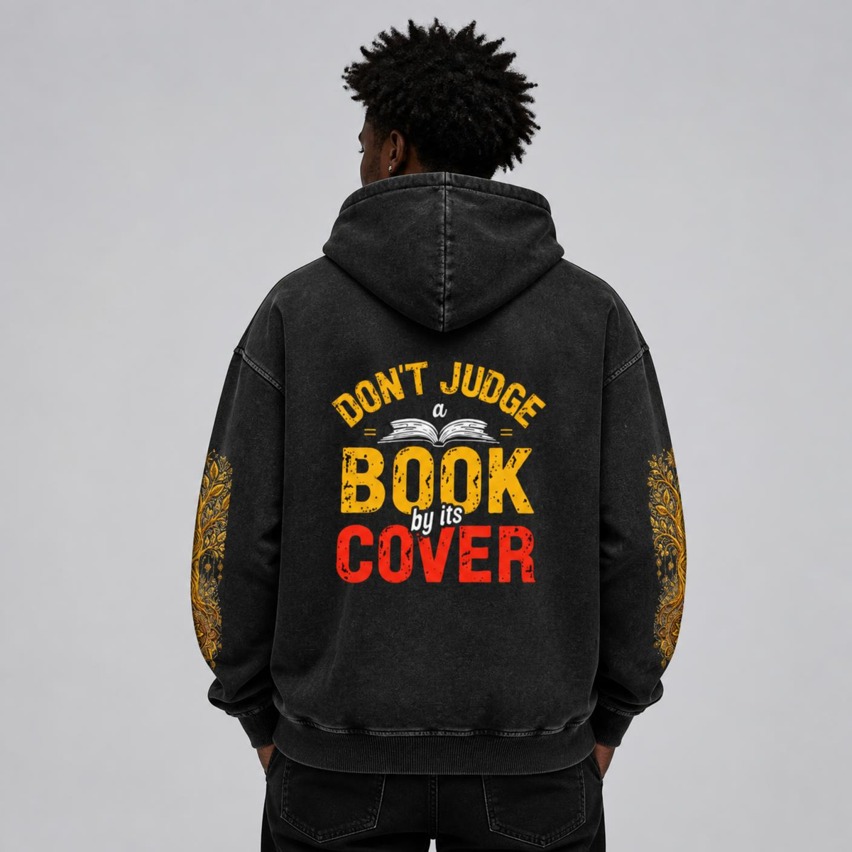Don’t Judge a Book by Its Cover Snow Washed Loose Cotton Hoodie