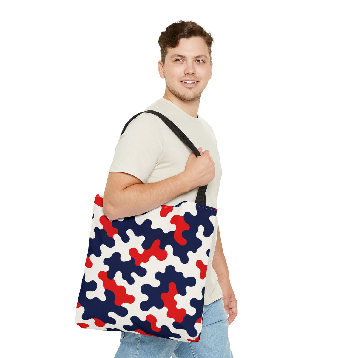 Black White Abstract Camouflage Tote Bag | All-Over Print