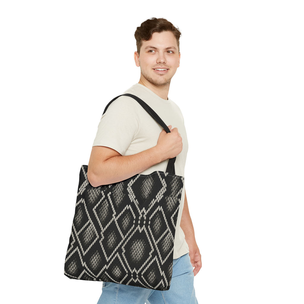 Black Snake Skin Pattern Tote Bag | All-Over Print Fashion Accessory
