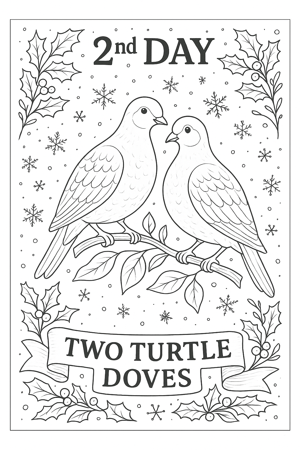12 Days of Christmas Coloring Book, Holiday Activity (Digital Download)