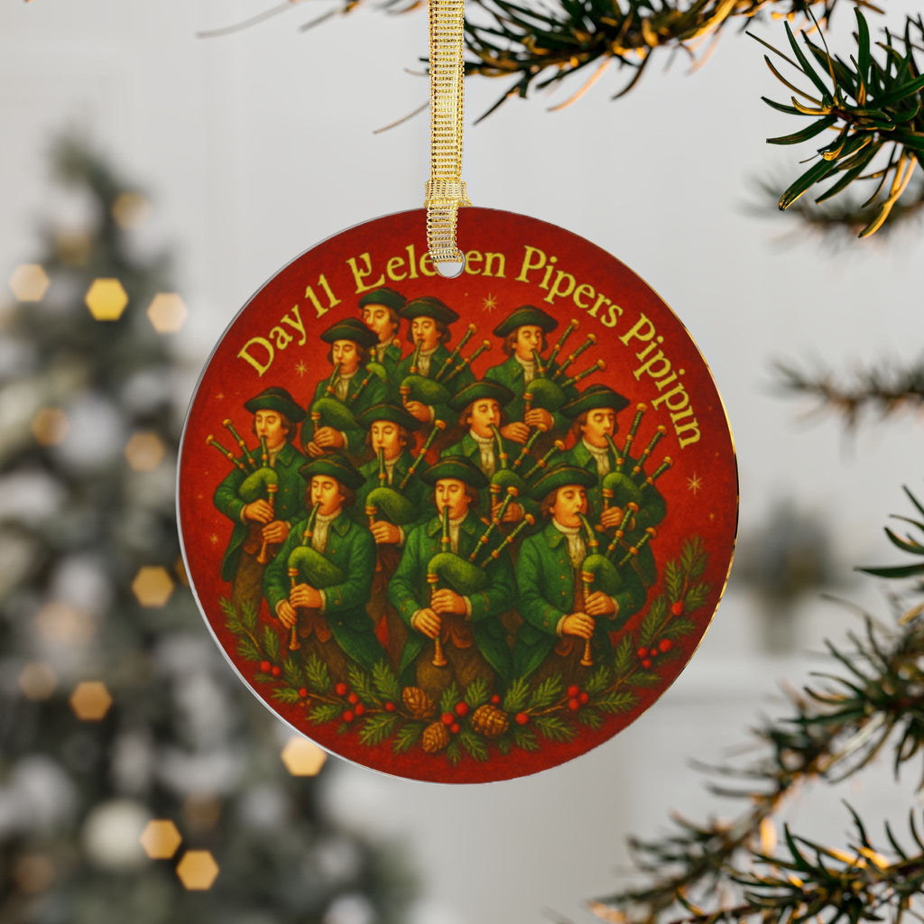 Eleven Pipers Piping Ornament | Acrylic Christmas Tree Decoration | 12 Days of Christmas Ornament