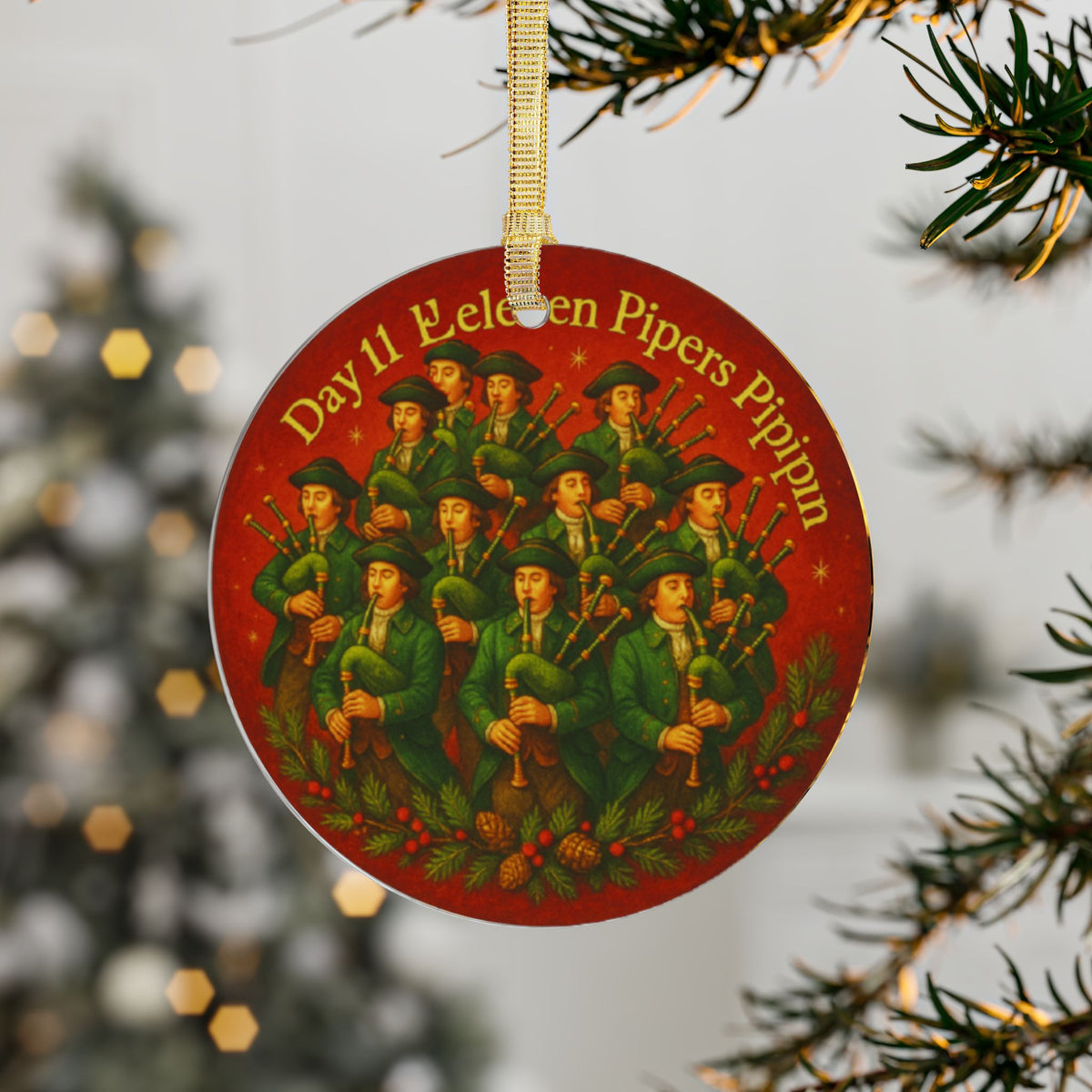 Eleven Pipers Piping Ornament | Acrylic Christmas Tree Decoration | 12 Days of Christmas Ornament
