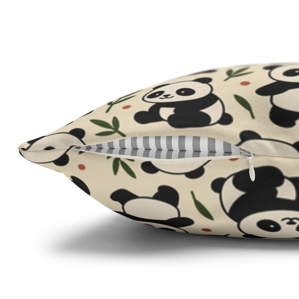Panda Pattern Pillowcase | Square Spun Polyester Decorative Pillow