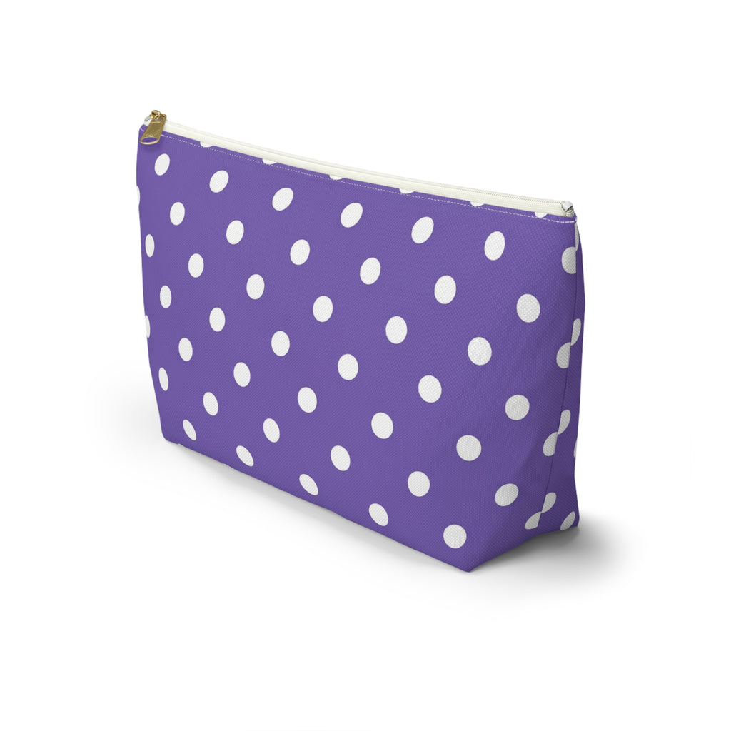 Purple with White Polka Dot Pattern Accessory Pouch