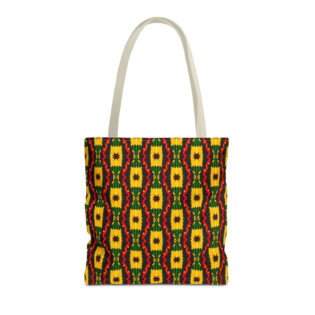 African Geometric Pattern Tote Bag | Yellow Red Green Print