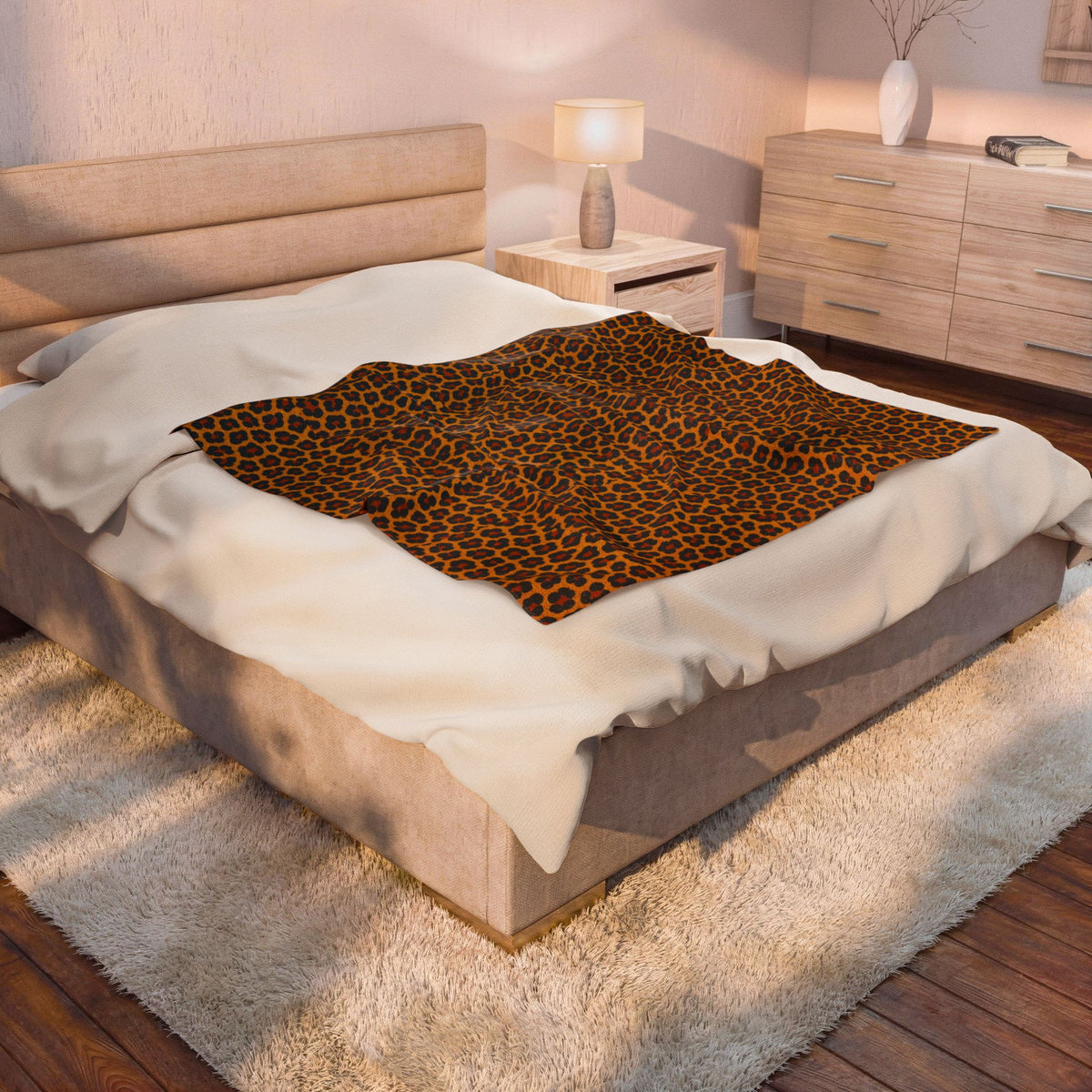 Leopard Print Velveteen Plush Blanket | Animal Print Cozy Throw