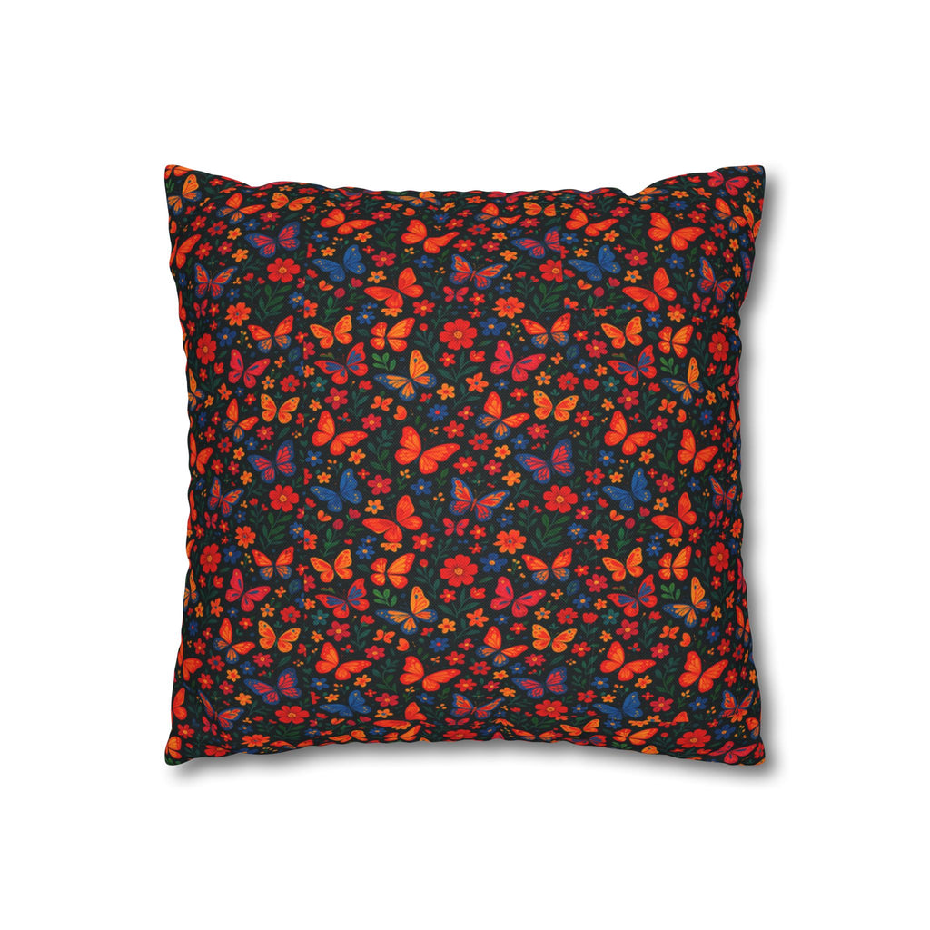 Butterflies Floral Pillowcase, Home Decor, Throw Pillow Cover, Bedroom Accessory, Gift for Her, Spun Polyester Square Pillow