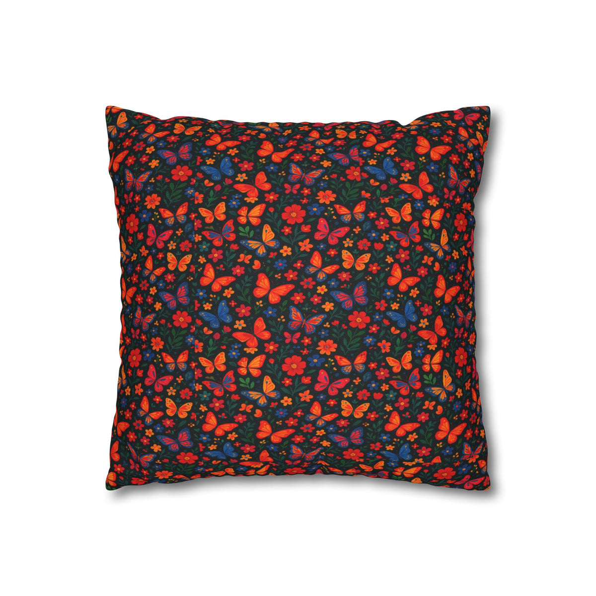 Butterflies Floral Pillowcase, Home Decor, Throw Pillow Cover, Bedroom Accessory, Gift for Her, Spun Polyester Square Pillow