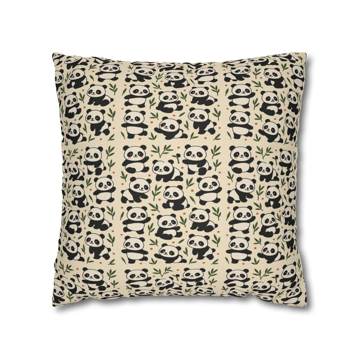 Panda Pattern Pillowcase | Square Spun Polyester Decorative Pillow