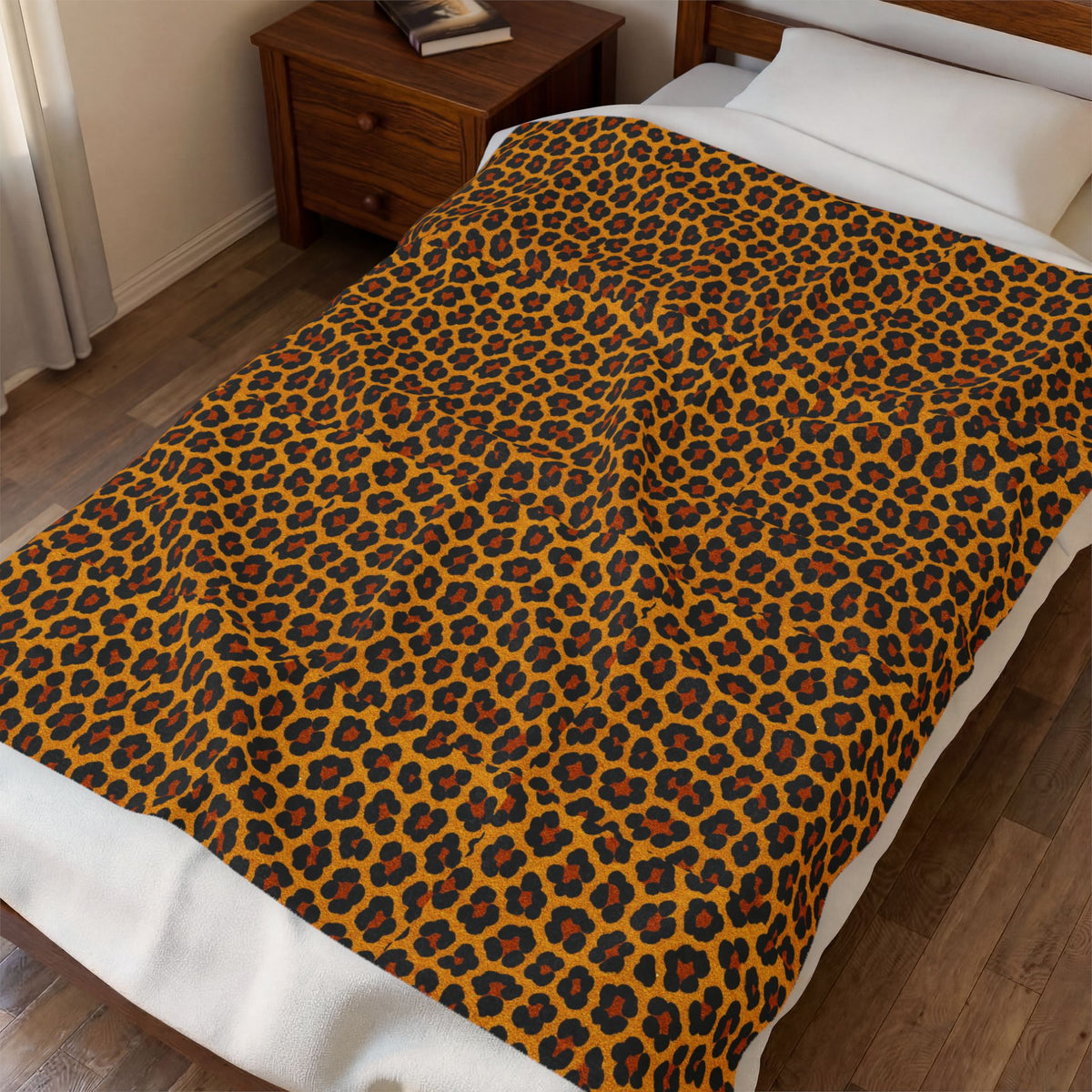 Leopard Print Velveteen Plush Blanket | Animal Print Cozy Throw