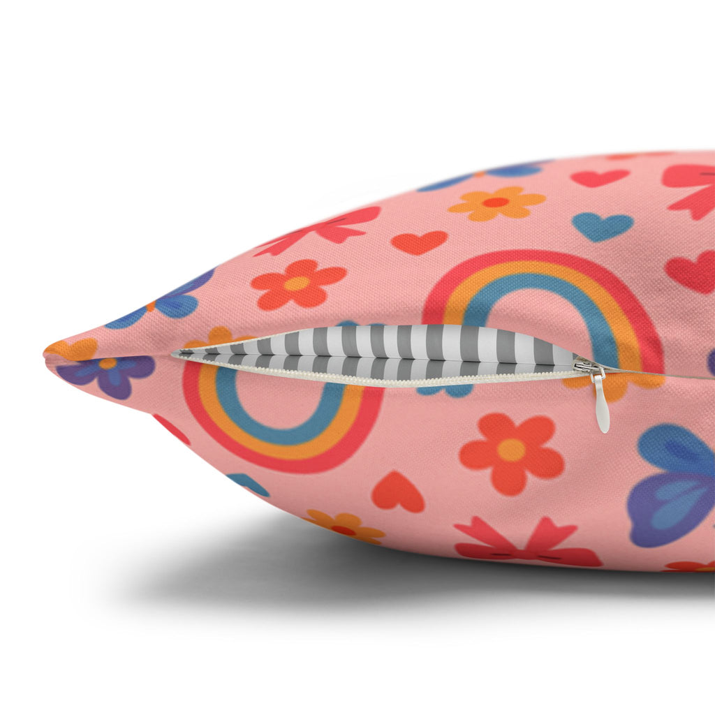 Rainbow Butterflies Pattern Pillowcase | Square Polyester Pillowcase