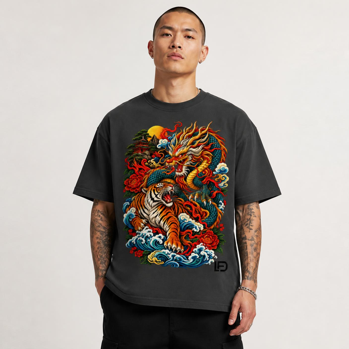 Dragon and Tiger Mythic Clash Classic Loose Boxy Tee