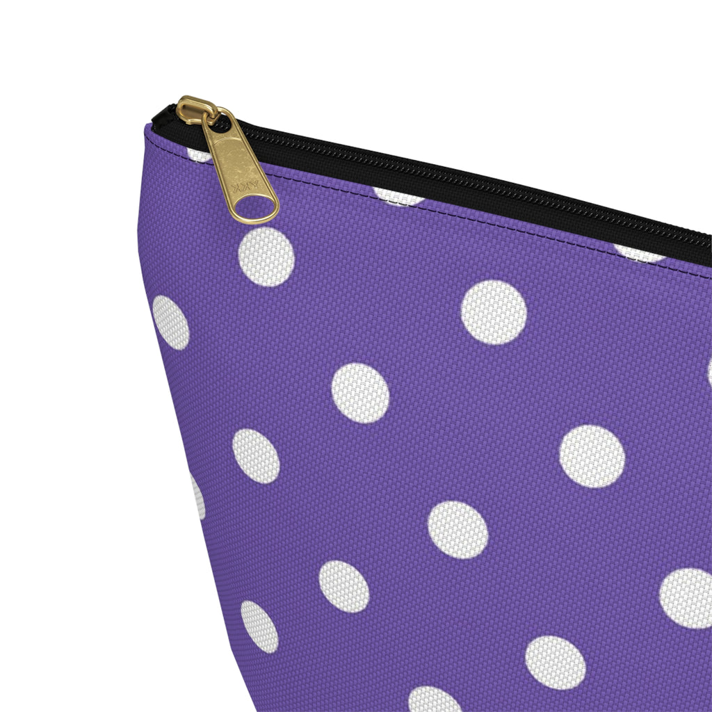 Purple with White Polka Dot Pattern Accessory Pouch