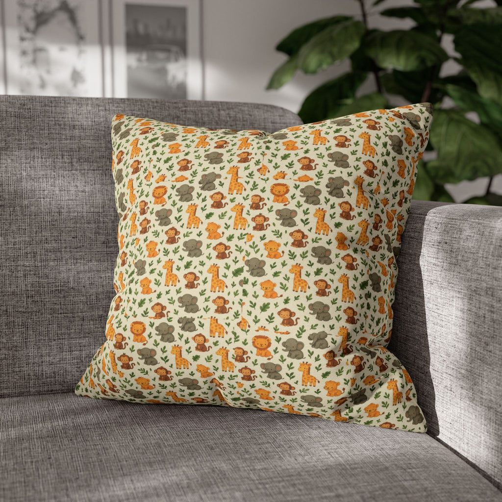 Autumn Woodland Animals Fox & Mushroom Spun Polyester Pillowcase, Fall Decor, Forest Creatures Cushion Cover, Woodland Nursery Accent,