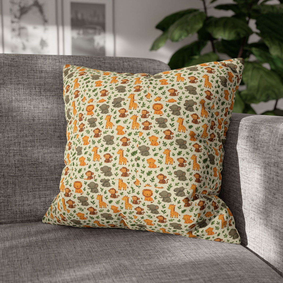 Autumn Woodland Animals Fox & Mushroom Spun Polyester Pillowcase, Fall Decor, Forest Creatures Cushion Cover, Woodland Nursery Accent,