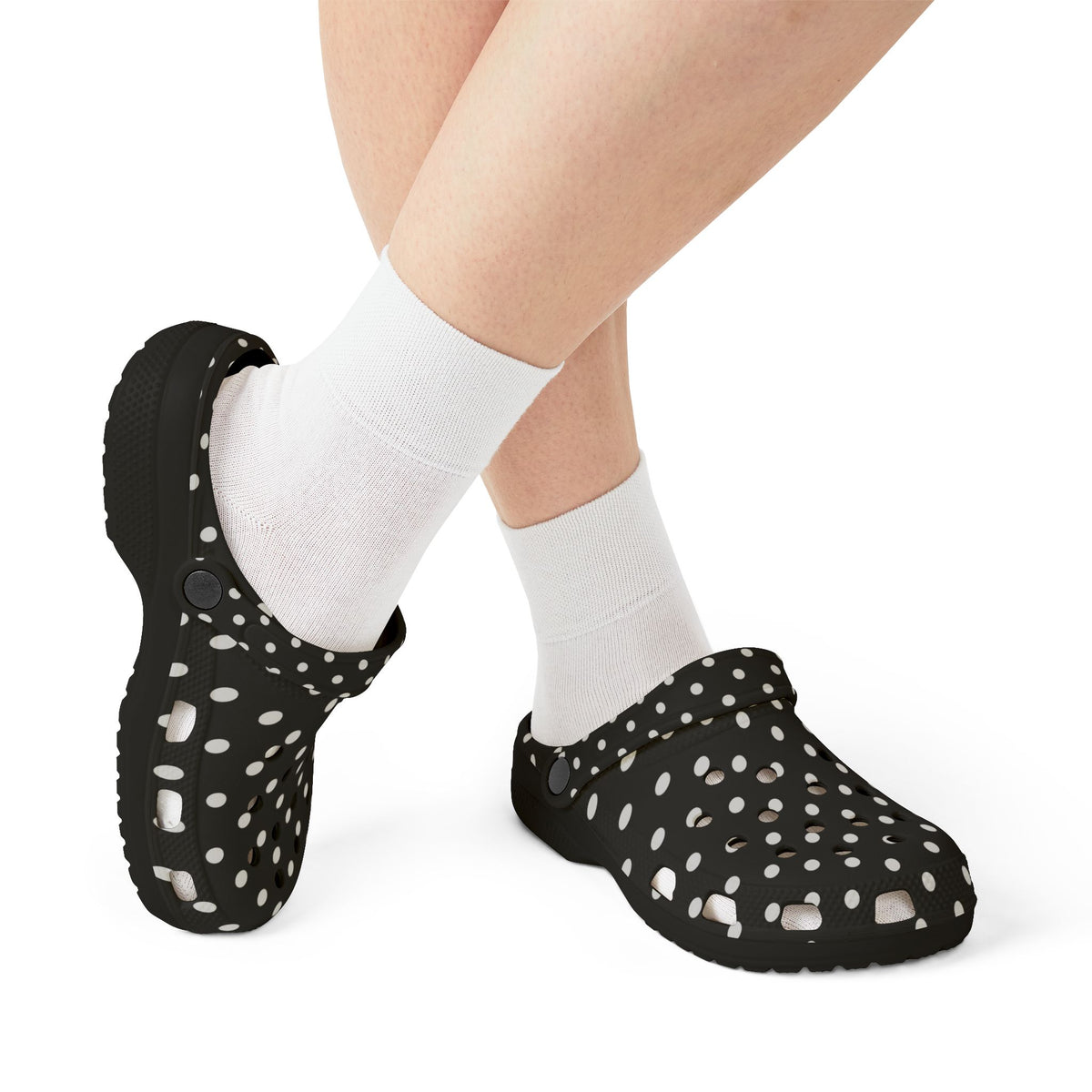 Black & White Polka Dot EVA Foam Clogs