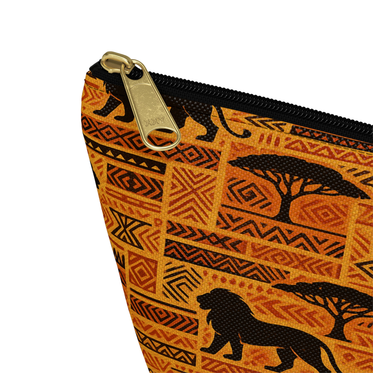 African Safari Lion Pattern Accessory Pouch | T-Bottom Cosmetic Bag